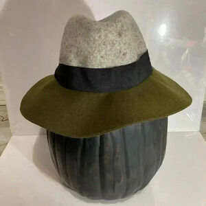 Target 100% Wool Fedora Colorblock Hat Green & Gray
